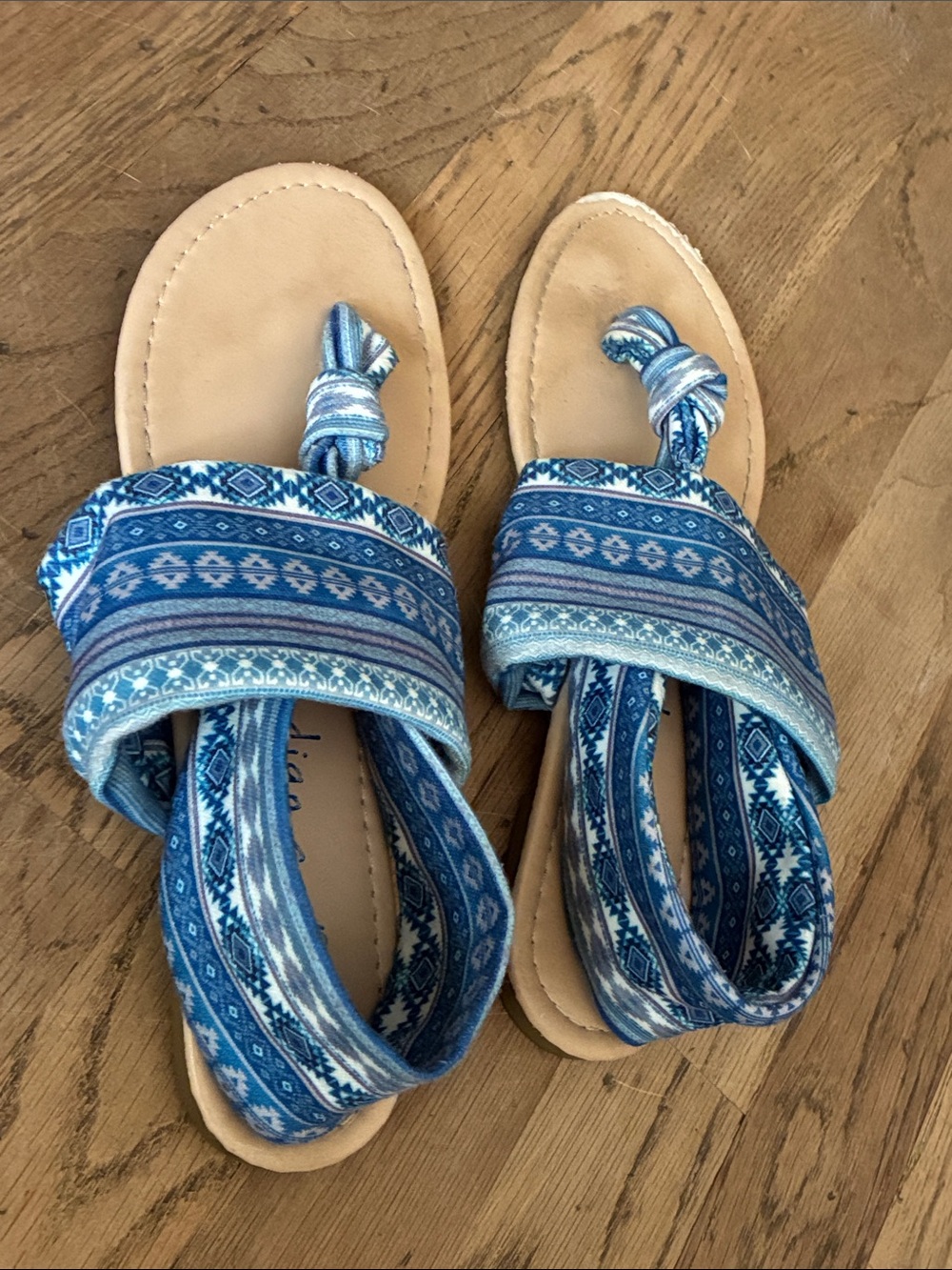 indigo soul Blue Patterned Wrap Sandals